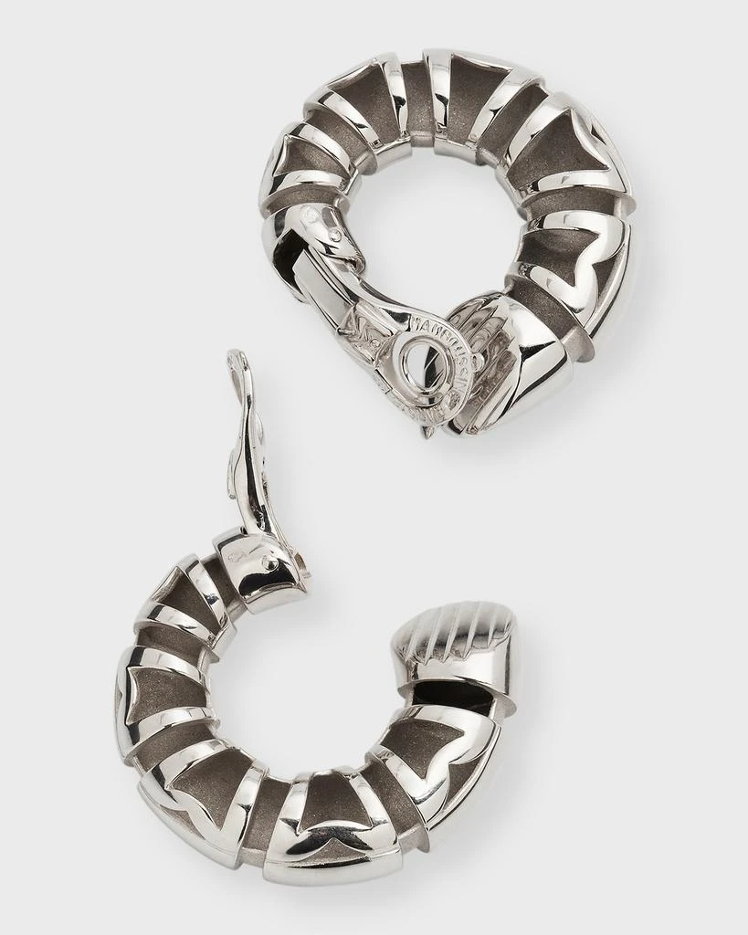 NM Estate Estate Mauboussin 18K White Gold Paris Shrimp Hoop Earrings 4