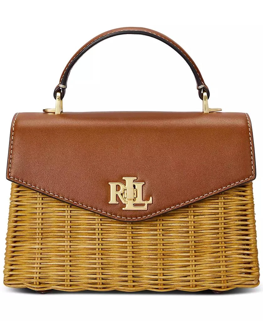 Ralph Lauren Farrah Rattan and Leather Small Satchel 1