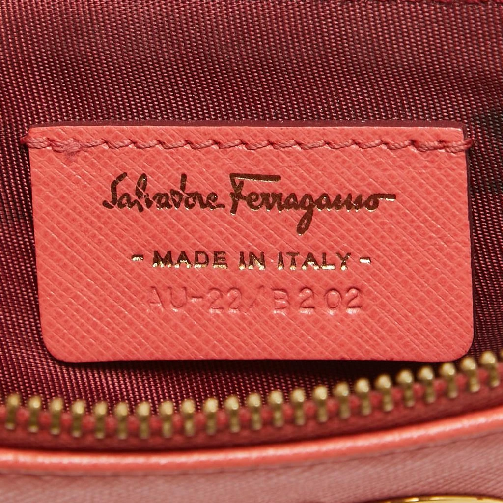 Salvatore Ferragamo Salvatore Ferragamo Orange Leather Gancini Wristlet Clutch 8