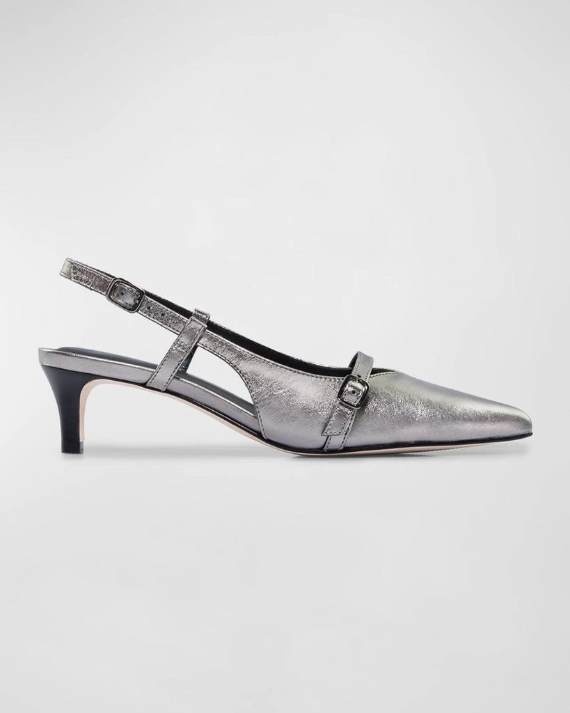 Bernardo Marietta Metallic Kitten-Heel Slingback Pumps 1