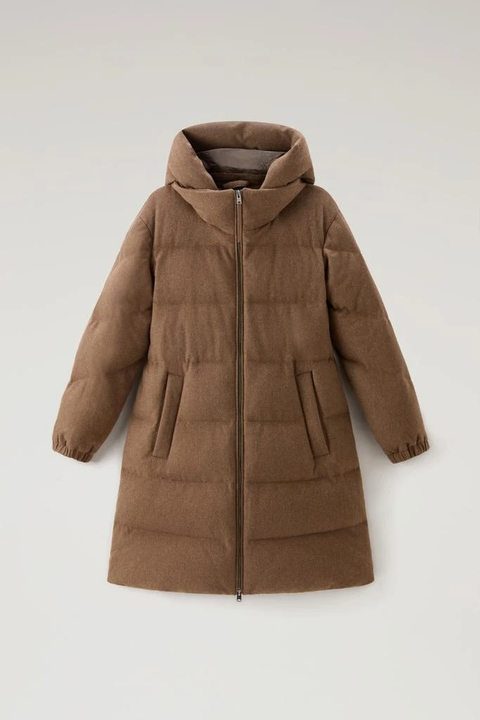 Woolrich Pure Virgin Wool Long Down Jacket Crafted with a Loro Piana Fabric - Women - Blue 5