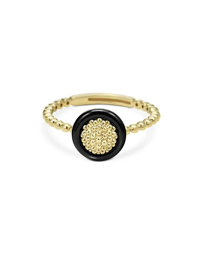 LAGOS Meridian 18K Yellow Gold Caviar Black Ceramic Beaded Ring 2