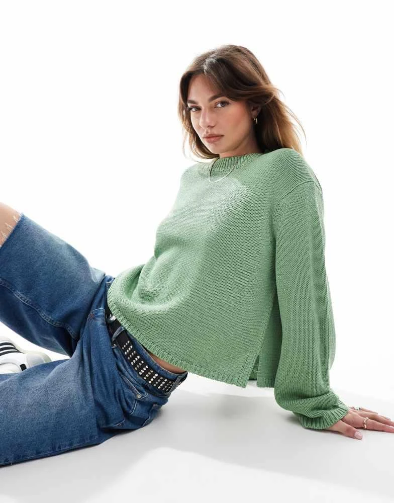 Oversized Sweater Asos Green Sweater ASOS EDITION Knit Oversized Crew Neck  Sweater In Lime Green ASOS