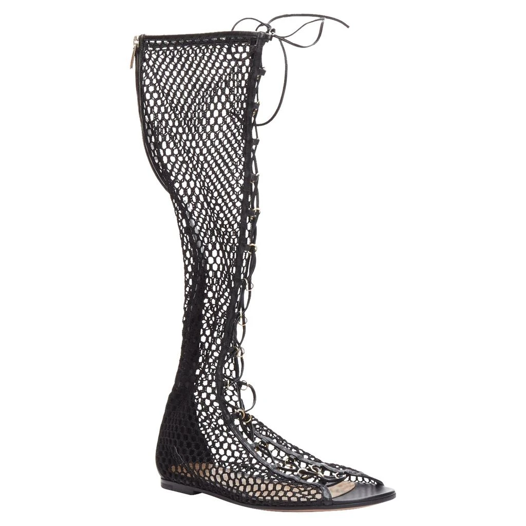 Gianvito Rossi Helena crochet mesh rings lace up sandals 2