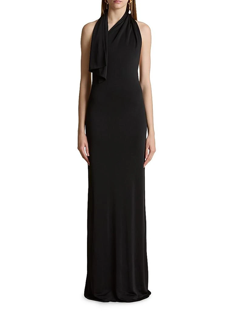 Khaite Roza Draped Halter Gown 3