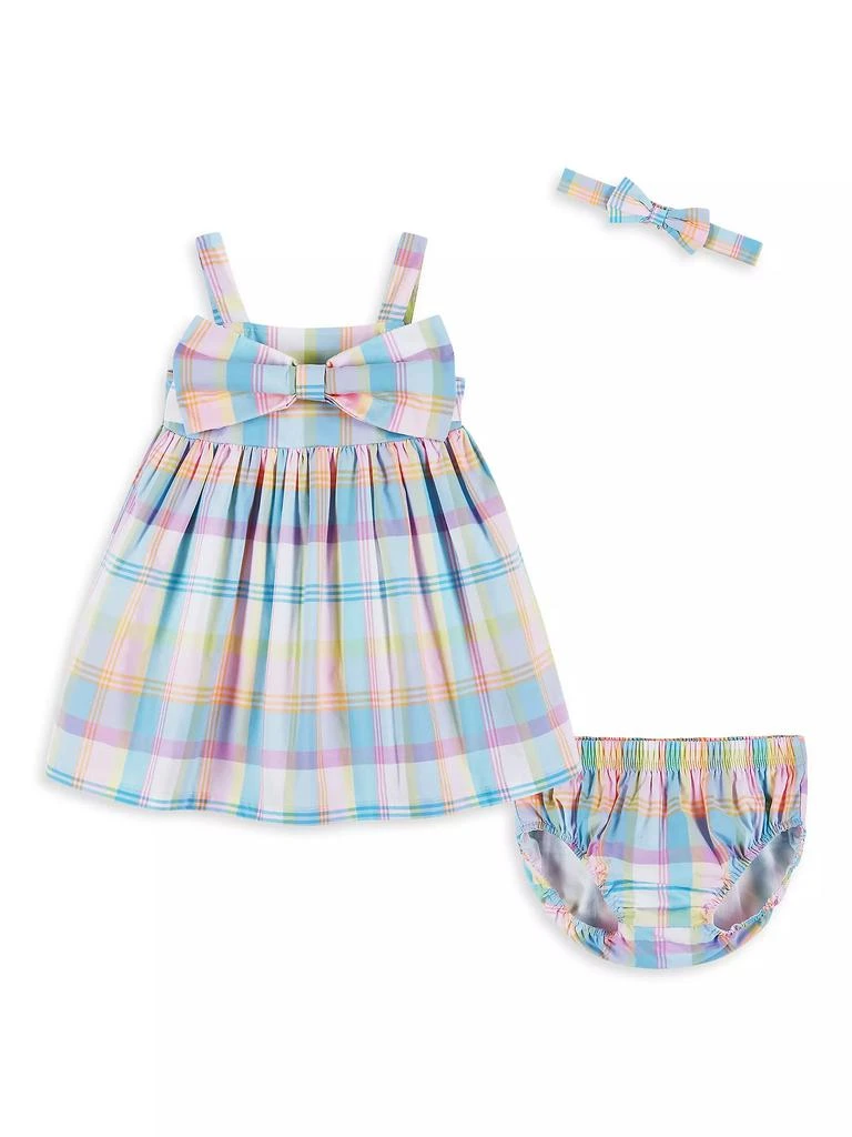 Andy & Evan Baby Girl's 3-Piece Plaid Headband, Dress &amp; Bloomers Set 1