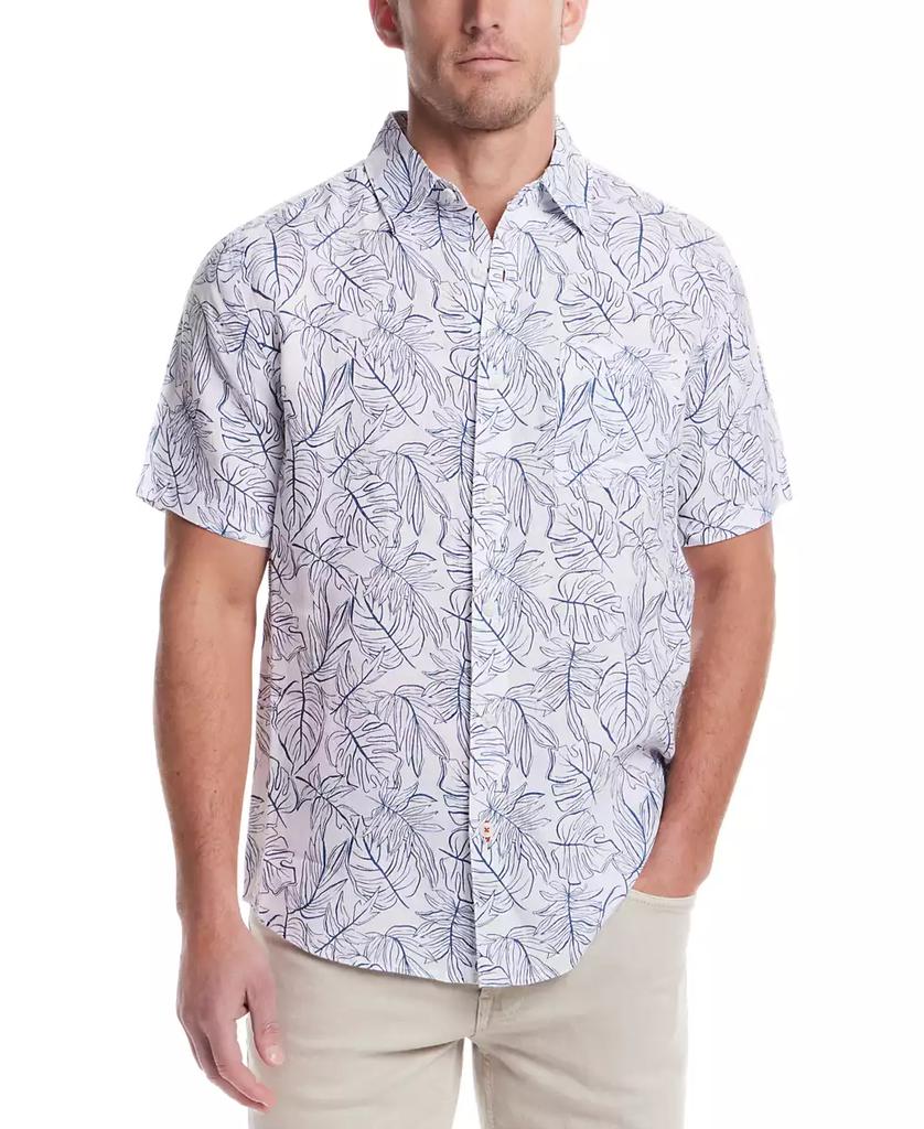 Weatherproof Vintage Men's Regular-Fit Leaf-Print Button-Down 100% Linen Shirt