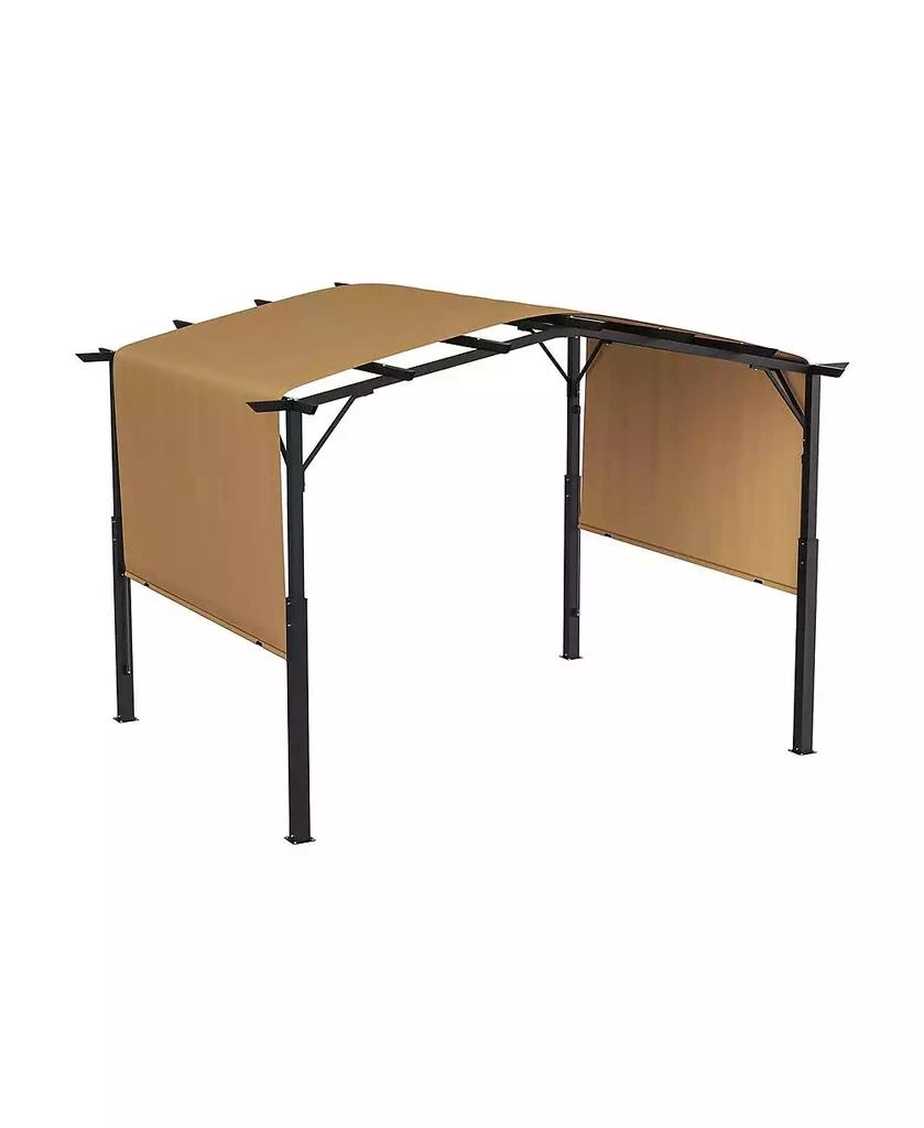SUGIFT 10 x 10 ft Arched Top Metal Pergola with Retractable Sun Shade Canopy Heavy Duty Garden