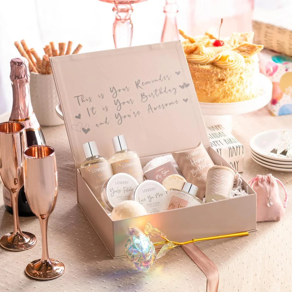 Lovery Birthday Gift Basket - Bath & Spa Gift Set for Women - Luxury Birthday Spa Gift Box 4