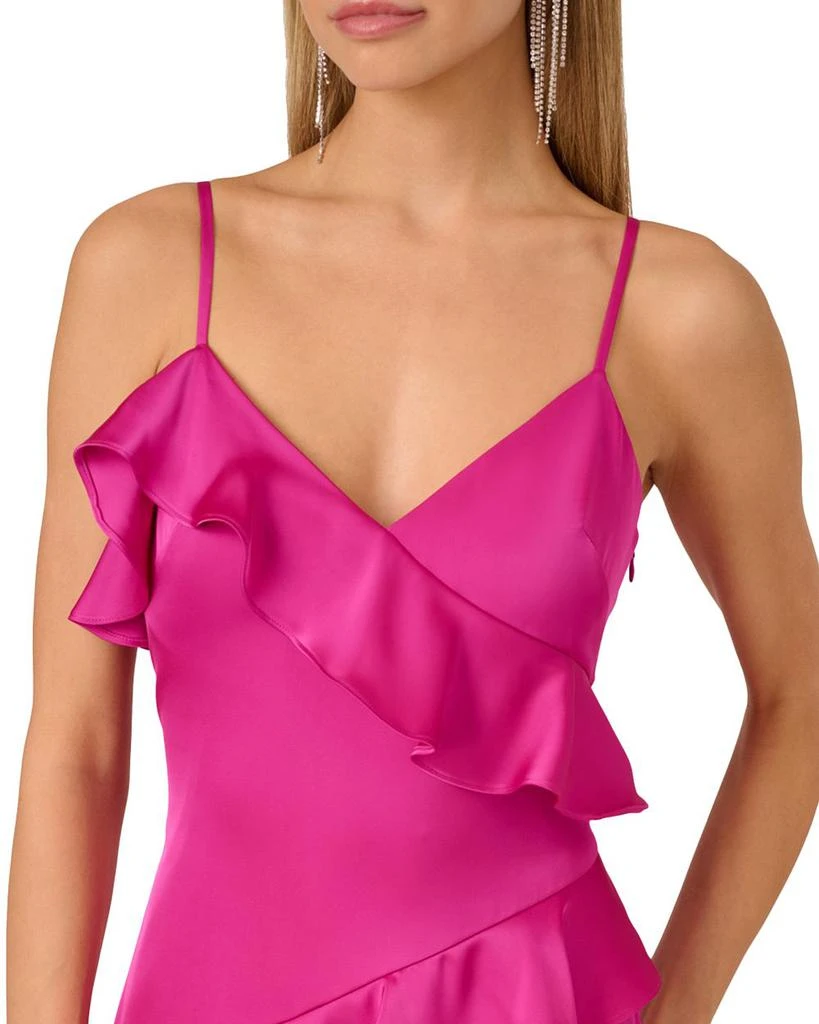 Adrianna By Adrianna Papell Stretch Satin Ruffle Long Dress 3