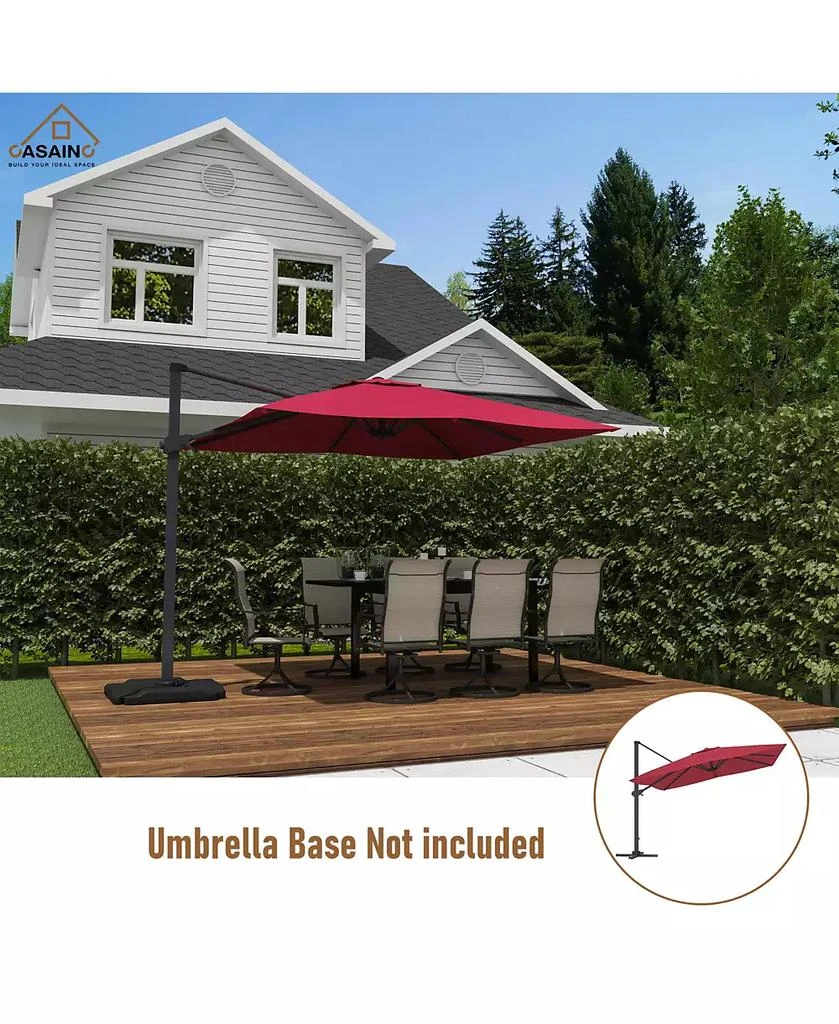 sumyeg 10 FT Square Cantilever Patio Umbrella with Base, Navy Blue 7