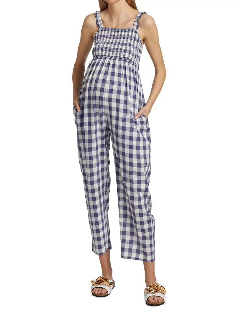 Nom Maternity Marais Gingham Smocked Maternity Jumpsuit 2