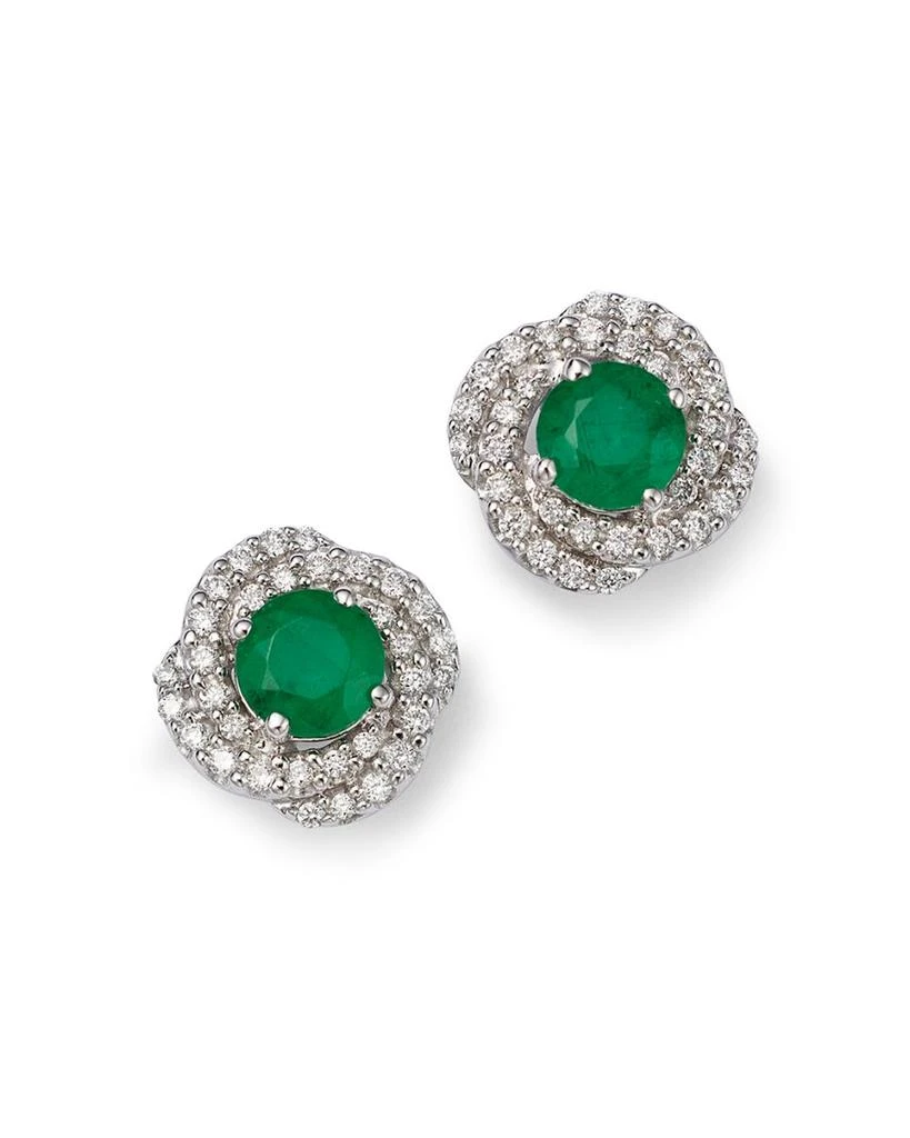 Bloomingdale's Emerald & Diamond Spiral Stud Earrings in 14K White Gold 1