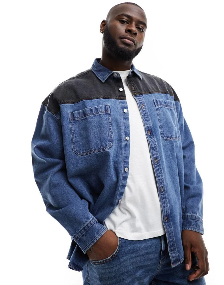 ASOS ASOS DESIGN 90s oversized shirt with black contrast detail in dirty wash 2