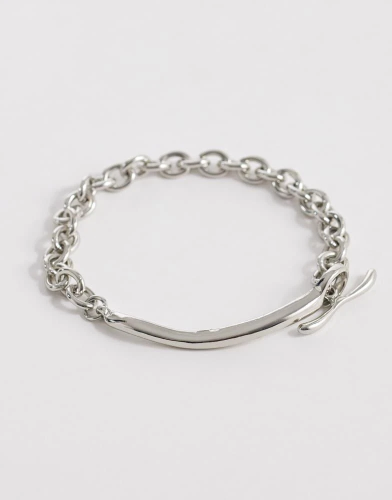 ASOS ASOS DESIGN cuff and chain t-bar bracelet in silver