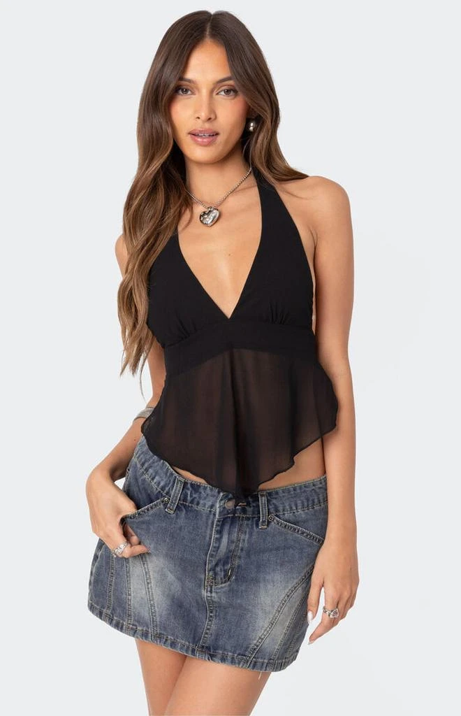 Edikted Ethereal Sheer Chiffon Halter Top 1