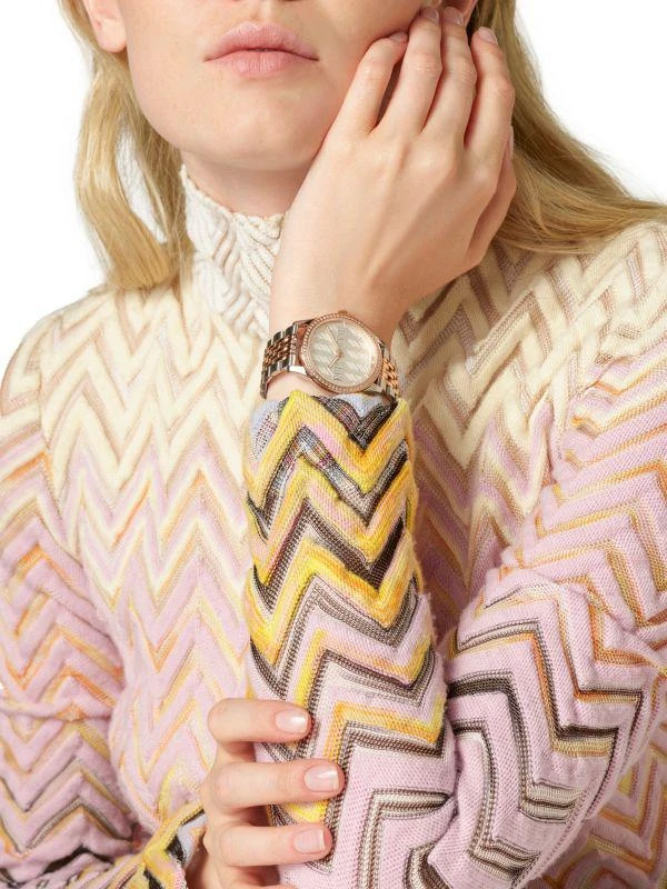 Missoni Chevron Lover IP Two Tone Gold Stainless Steel Bracelet Watch 3