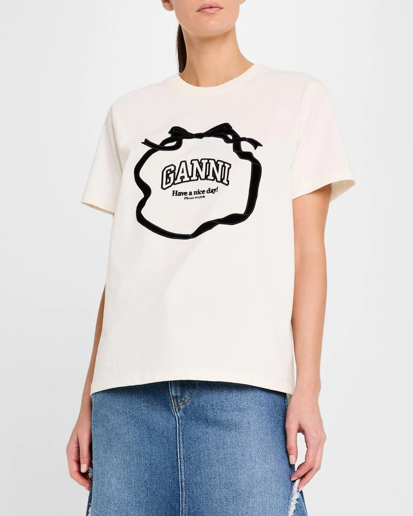 Ganni Heavy Cotton Relaxed Bow T-Shirt 4