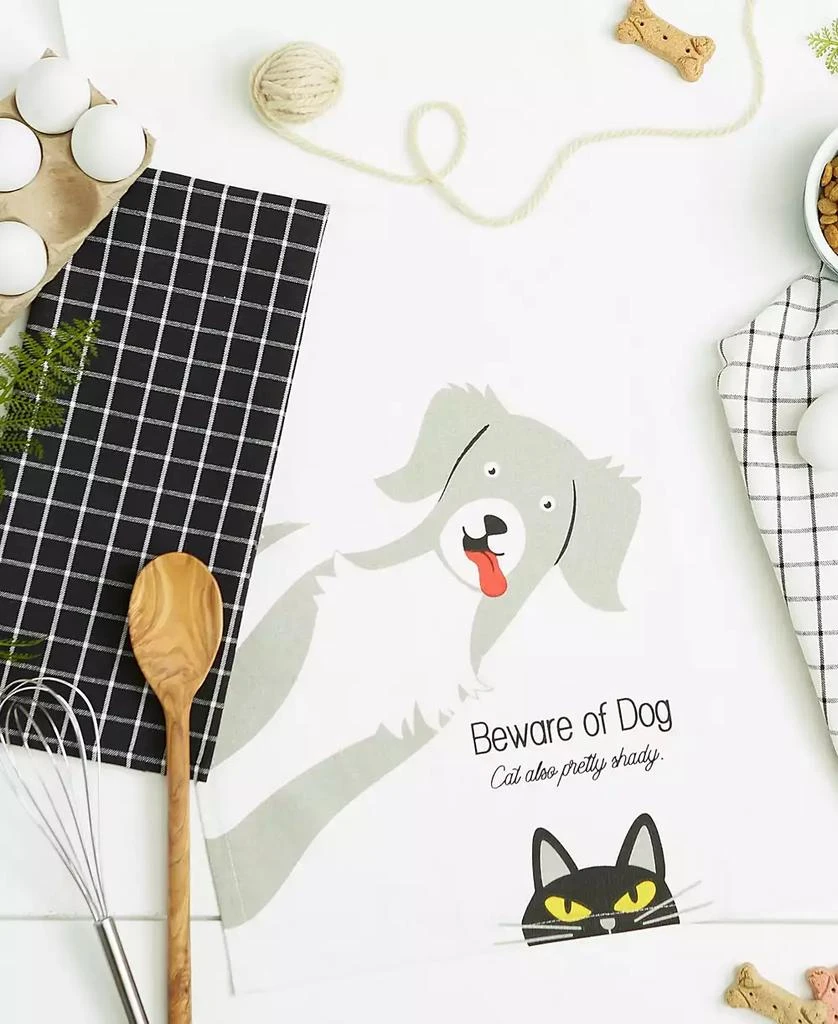 Design Imports Everyday Pets Kitchen Collection Absorbent Dishtowel Set, 18x28", Beware, 3 Count 4