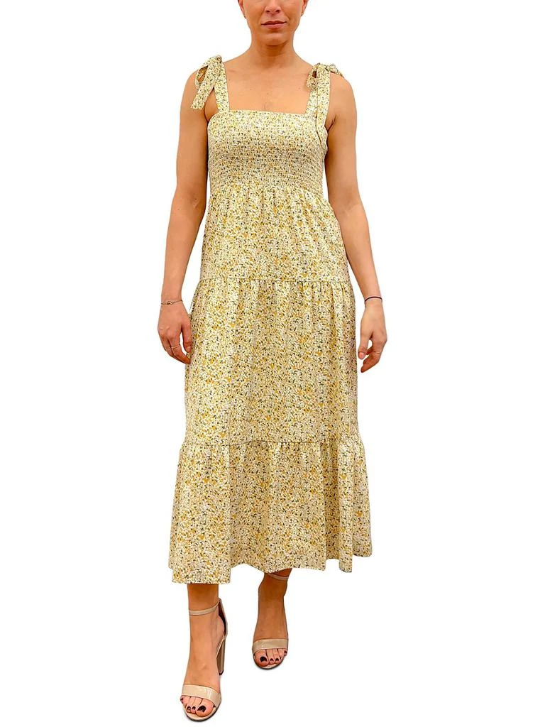 Sam Edelman Womens Tea Length Smocked Sundress 1