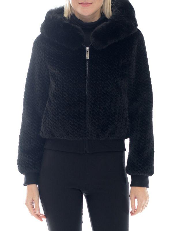 BELLE FARE Cropped Hooded Faux FurJacket