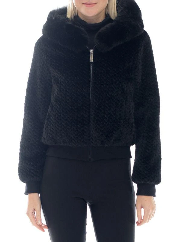 BELLE FARE Cropped Hooded Faux FurJacket 1