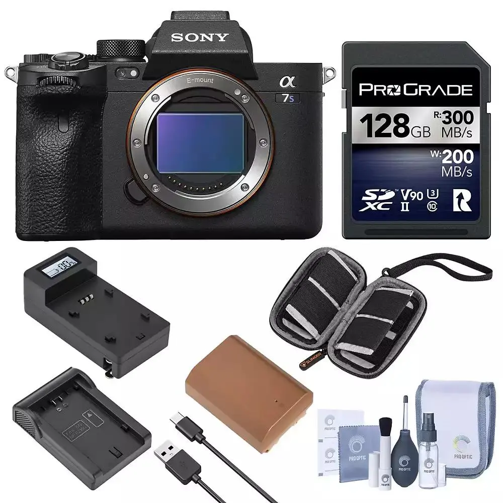 SONY Alpha a7S III Full Frame Mirrorless Digital Interchangeable Lens Camera Body - Bundle with 128GB SD Card, Extra Battery, Charger, SD Card Case,