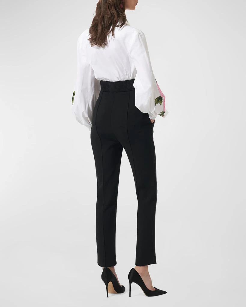 Carolina Herrera Floral Puff-Sleeve Button Down Blouse 4