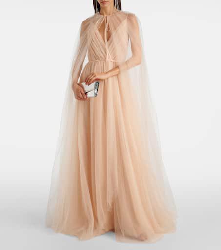 Costarellos Cassandra caped gown