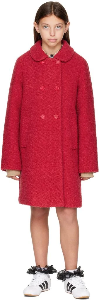 Burberry Kids Red Bouclé Coat 4