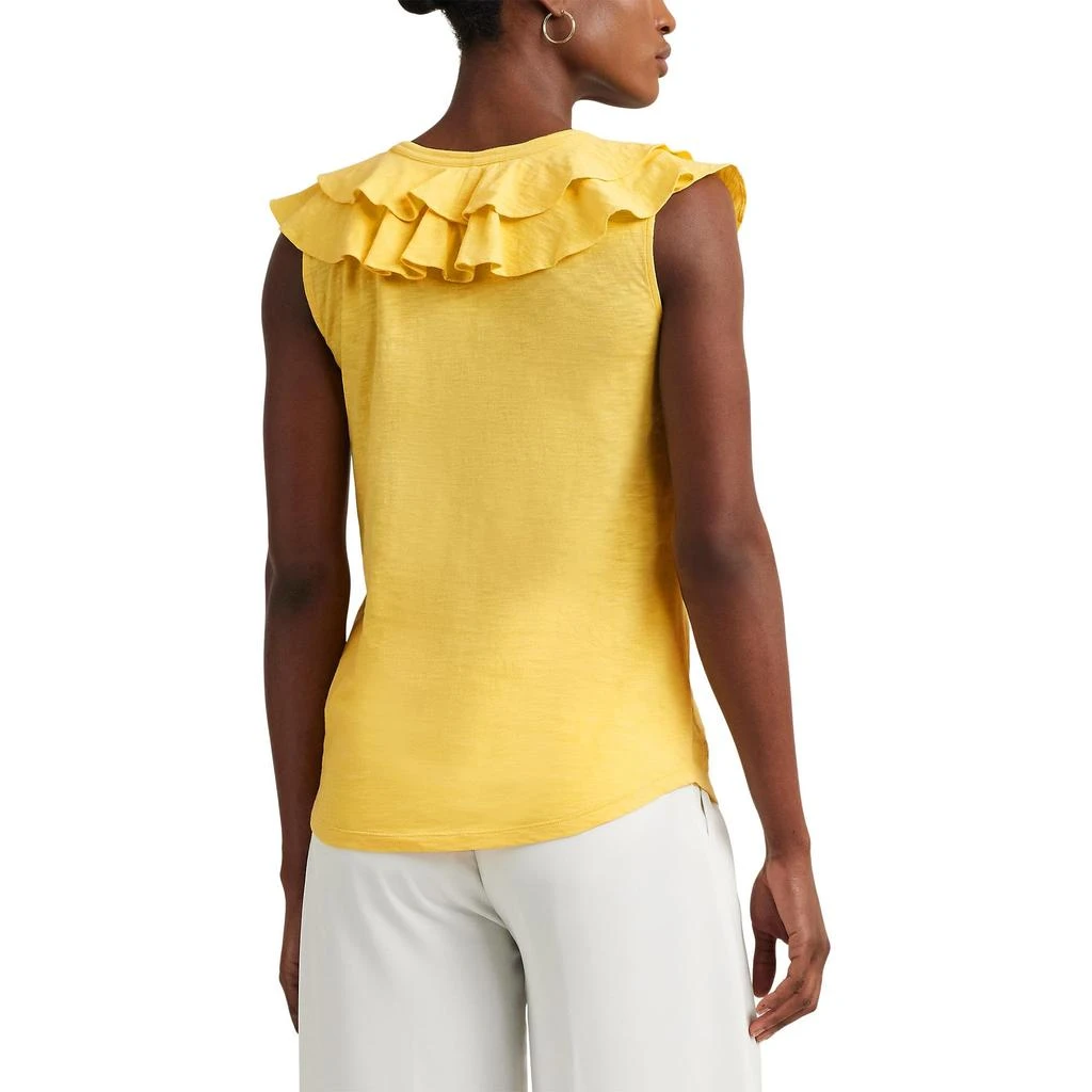 Ralph Lauren Ruffle-Trim Slub Jersey Sleeveless Tee 2