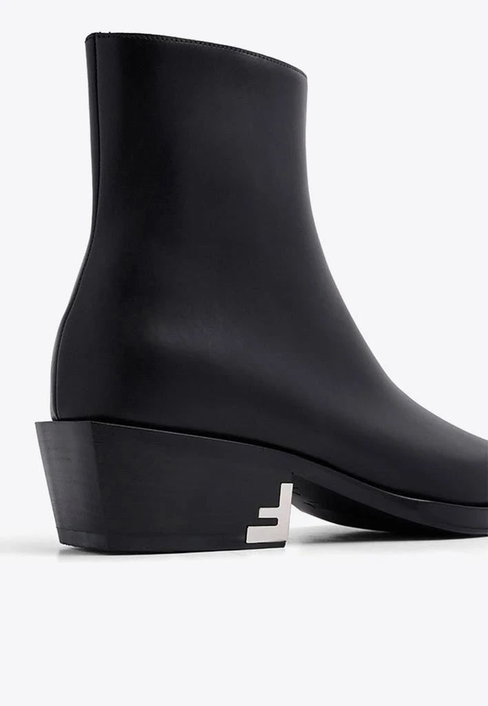 Fendi F Logo Leather Ankle Boots 2