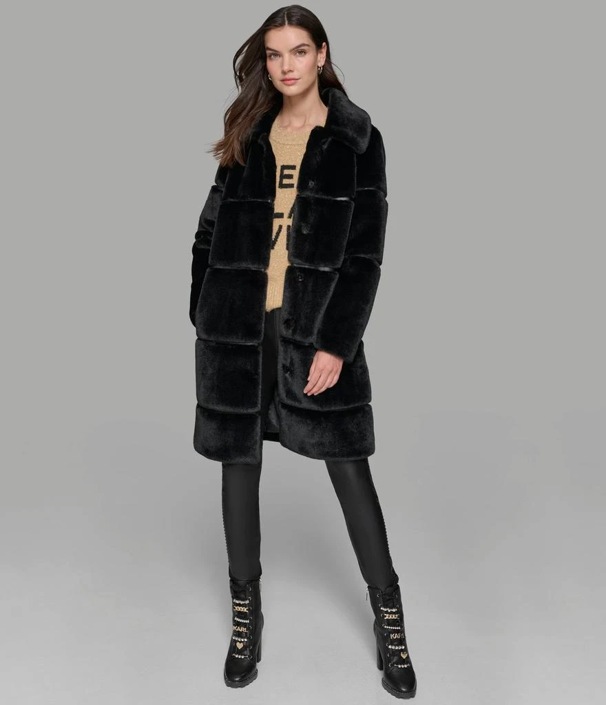 Karl Lagerfeld Paris LONG CHANNEL FAUX MINK COAT 4