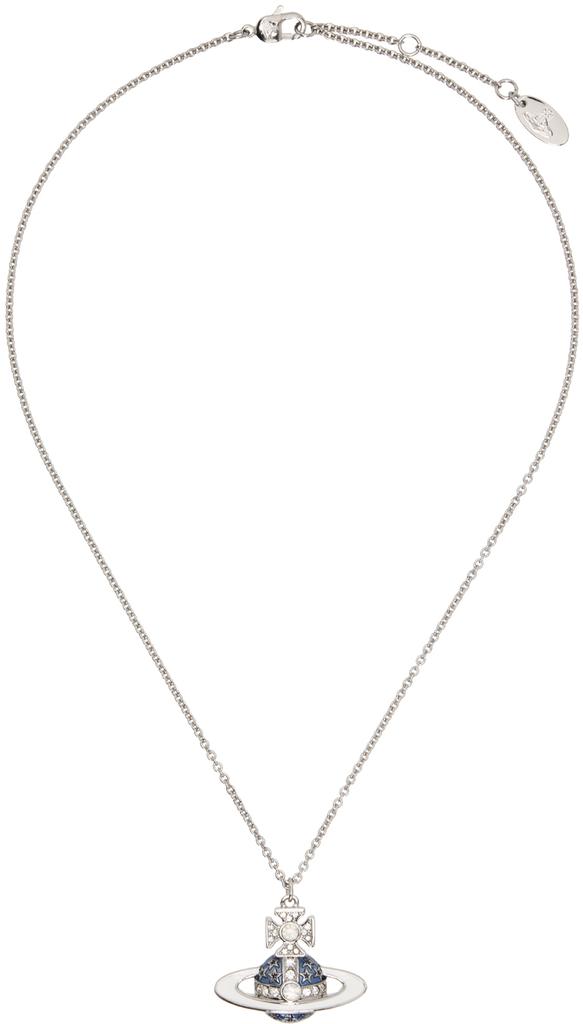 【Vivienne Westwood】Roxanne ネックレス シルバー ブルー Vivienne Westwood SSENSE Exclusive Capsule Silver Roxanne