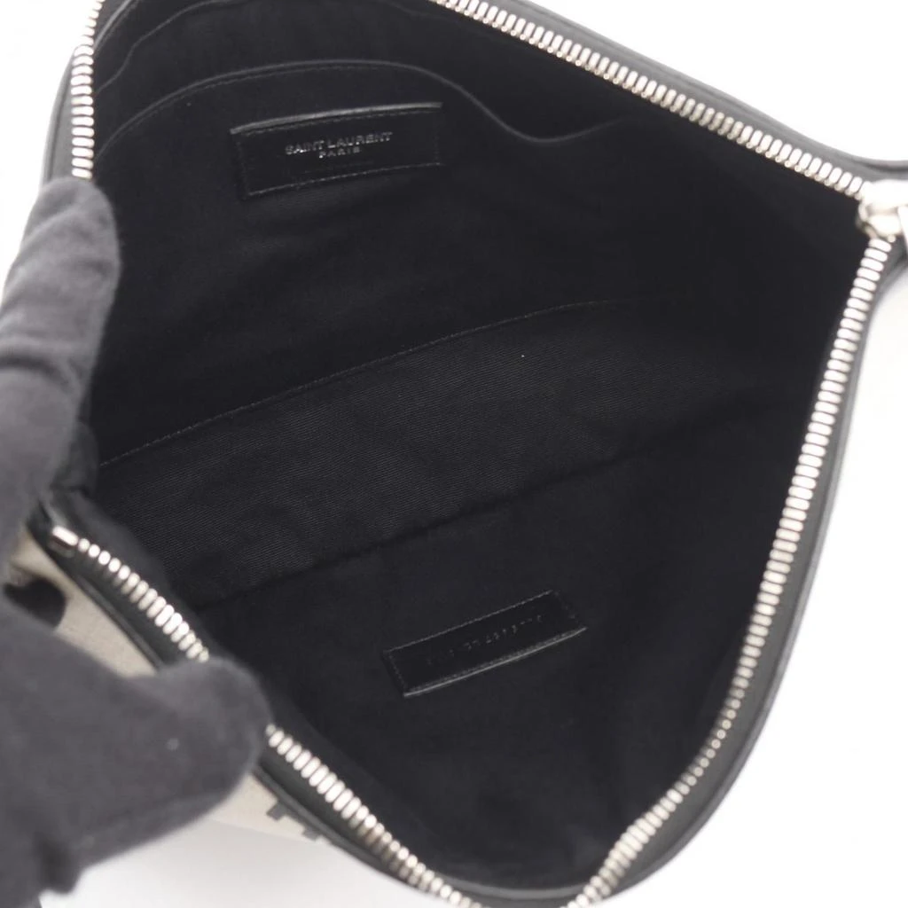 Yves Saint Laurent ivory Canvas Leather Clutch Bag (Pre-Owned) 3