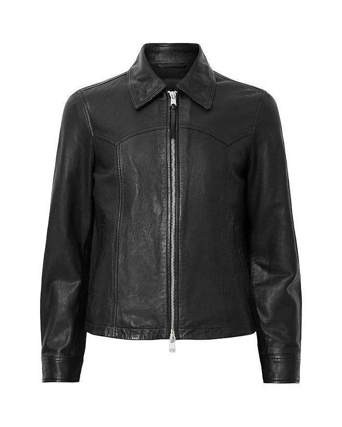 ALL SAINTS Nellcot Boxy Fit Western Yoke Leather Jacket 8