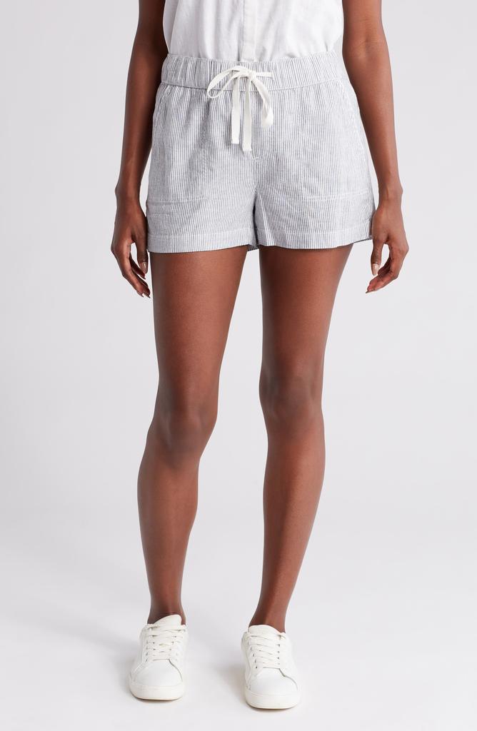 Caslon Stripe Drawstring Linen Blend Shorts