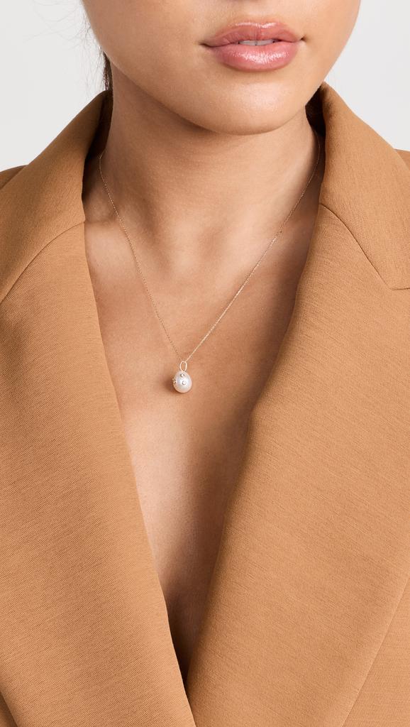 MATEO 14k Diamond Bezel Scattered Baroque Pearl Necklace
