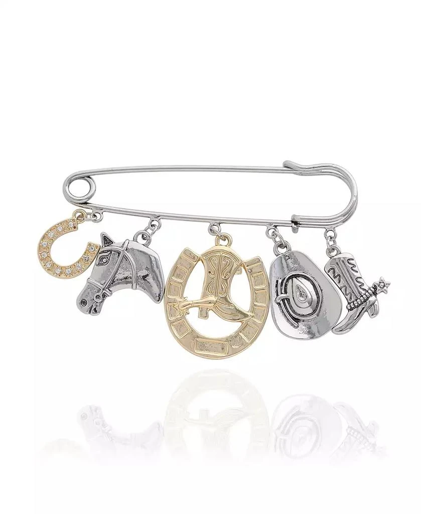 Jessica Simpson Mixed Metal Rodeo Charm Safety Pin Brooch