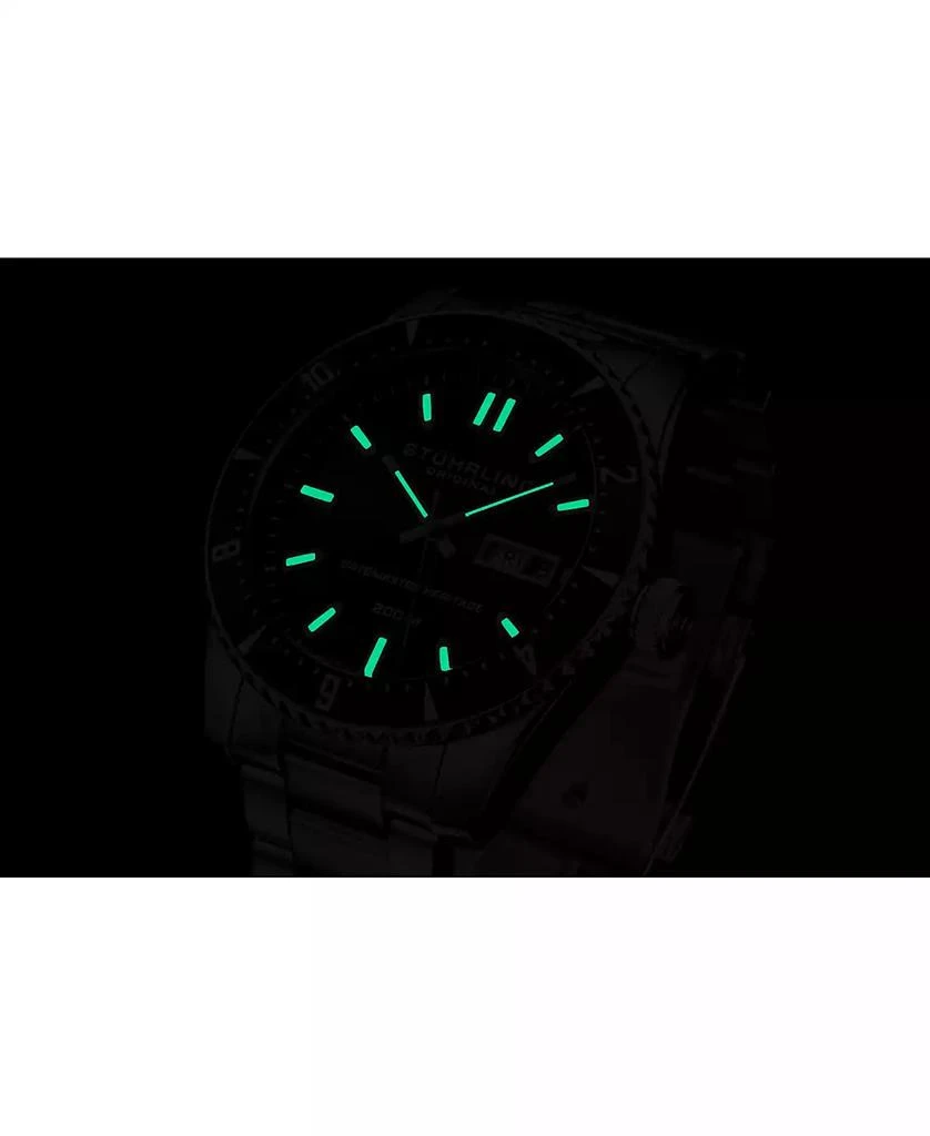Stuhrling Men s Aquadiver 44mm Swiss Automatic Diver Watch, Green Dial, Stainless Steel Bracelet, 200M Water Resistant 3