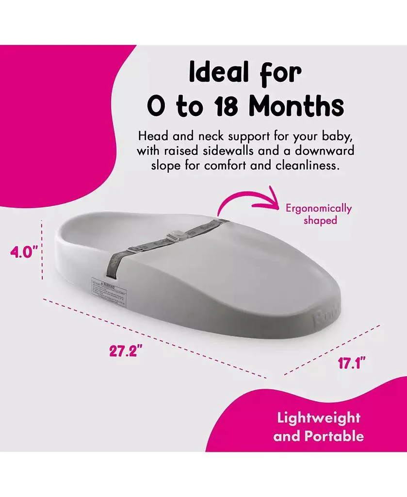 Bumbo Diaper Changing Pad, Ergonomic Baby Changing Mat with Safety Belt, Gray 4