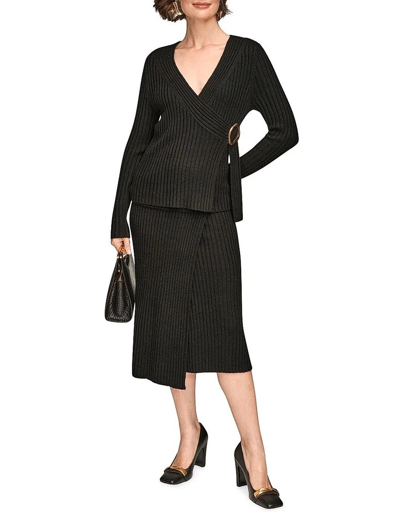 Donna Karan Wool Rib-Knit Tie-Waist Cardigan 2