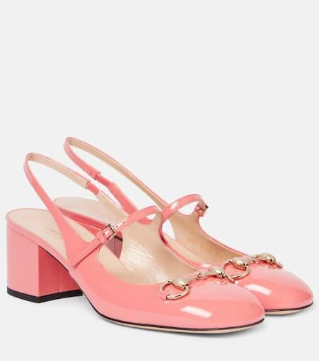 Gucci Horsebit patent leather slingback pumps 1