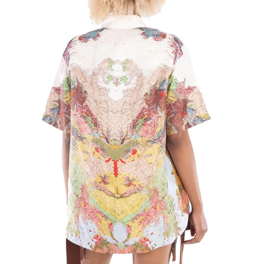 Burberry Ladies Fionn Silk Map Print Bowling Shirt 3