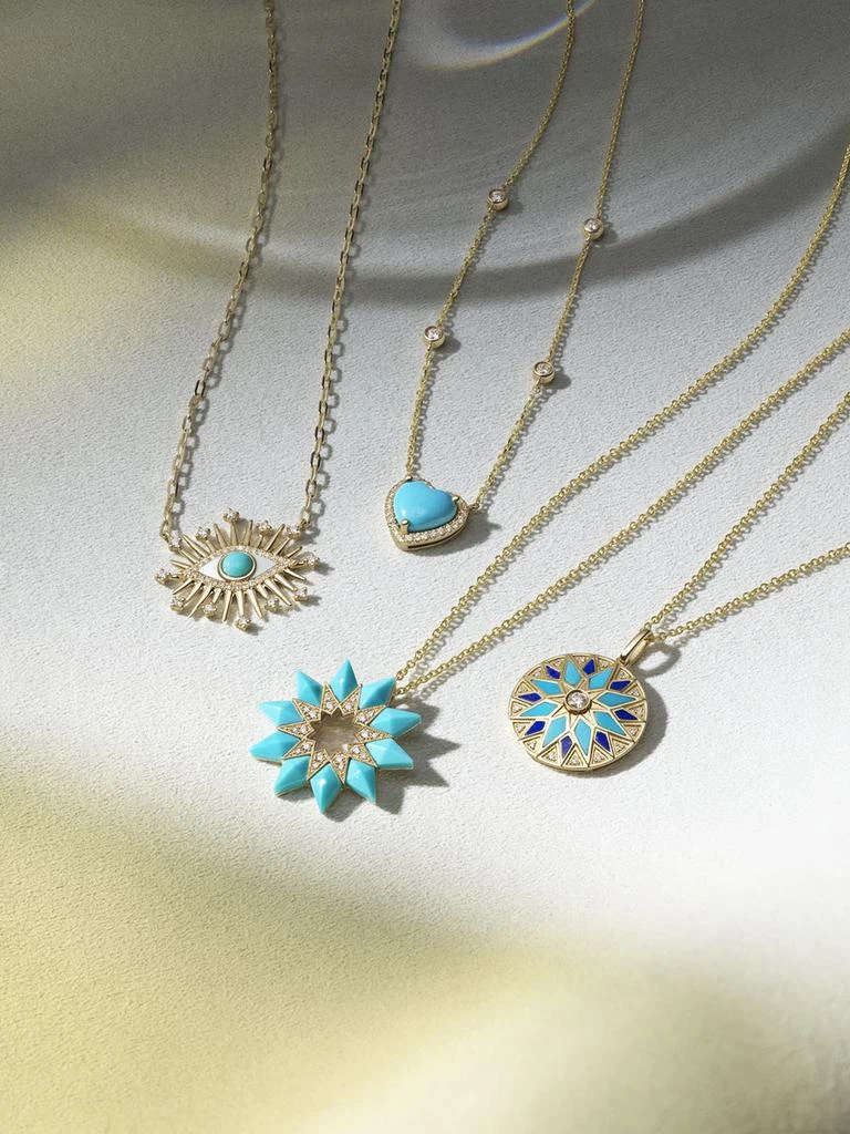 Bloomingdale
s Fine Collection Mother of Pearl, Turquoise 
Diamond Evil Eye Pendant Necklace in 14K Yellow Gold, 18" 4