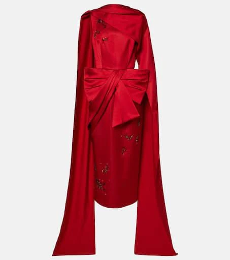Erdem Draped bow-detail embellished satin gown 1