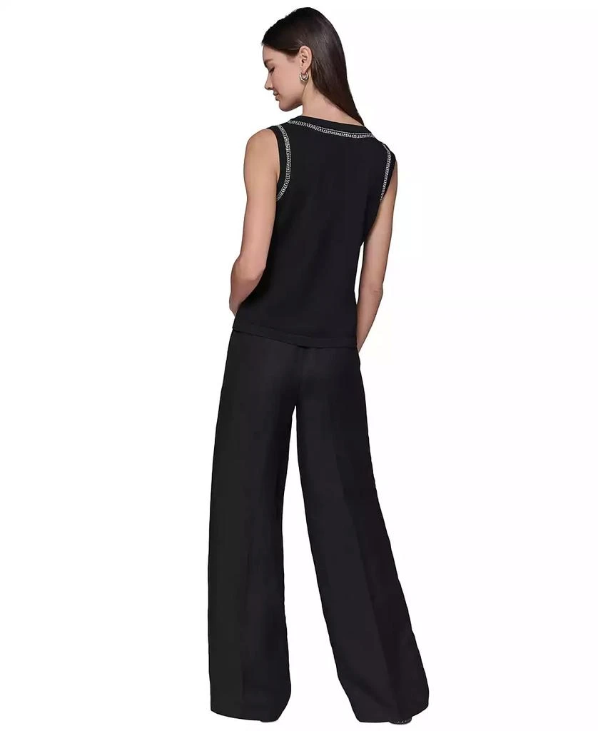 Karl Lagerfeld Paris Women's Embellished V-Neck Sleeveless Sweater 5