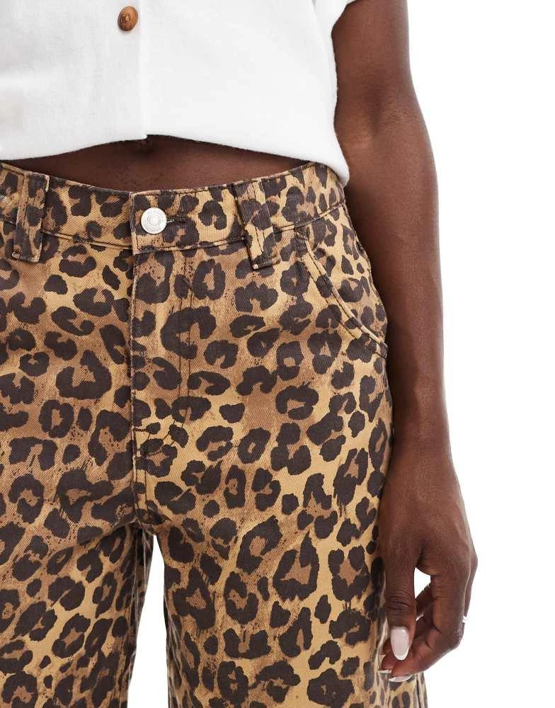 Bershka Bershka baggy longline shorts in leopard print 4