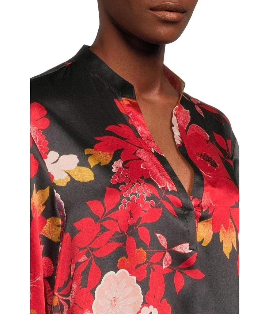 Natori Empress - Printed Satin Mandarin Collar Caftan 4