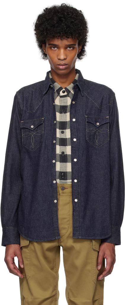 RRL Indigo Slim Fit Western Denim Shirt